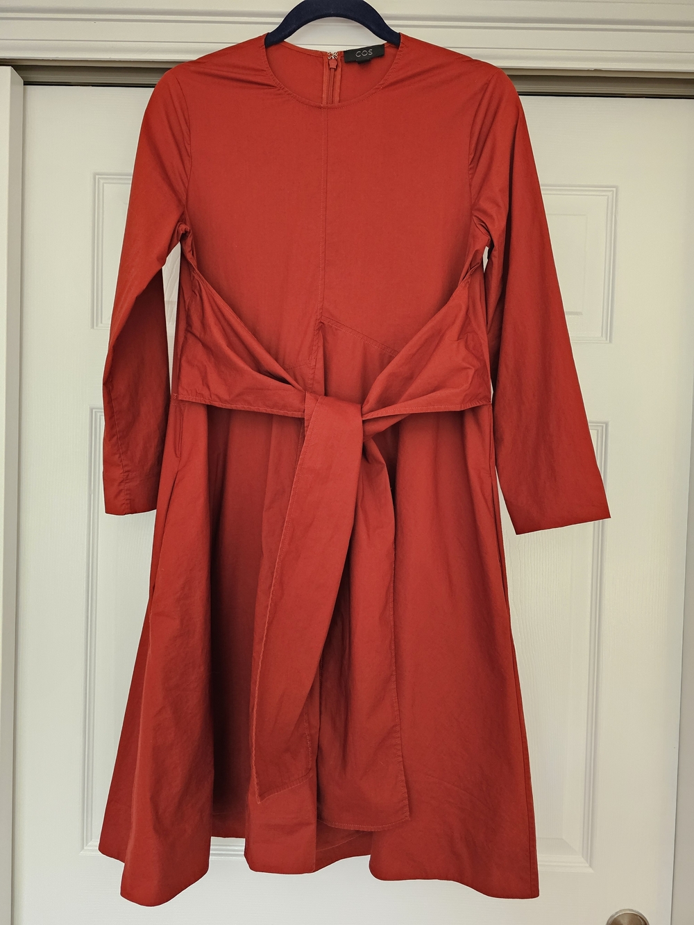 COS Red Midi Tie-Waist Dress